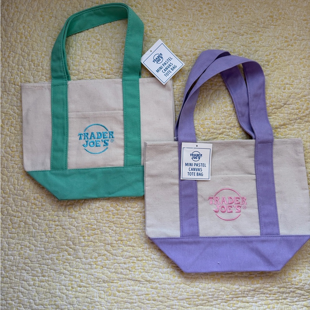 Trader Joe's Mini Canvas Tote Bag - Lavender or Mint